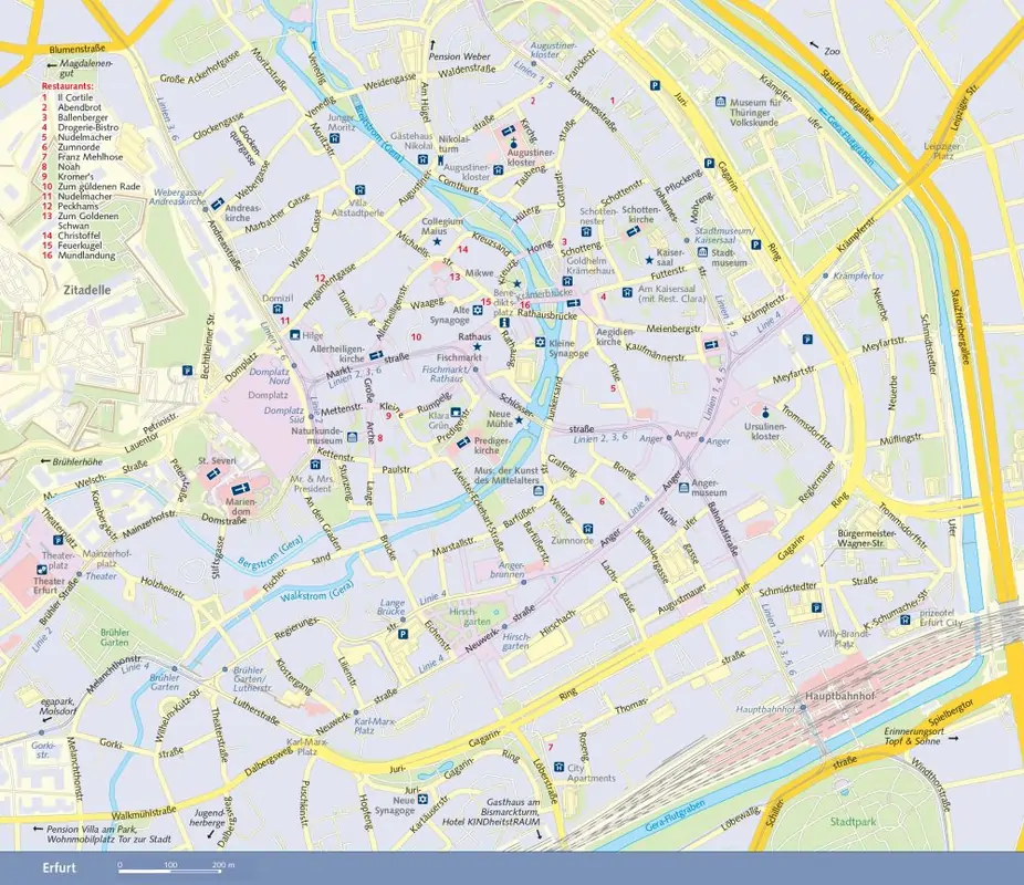 Karte zu Thüringen mit Erfurt vom Trescher Verlag