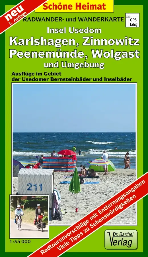 Wanderkarte Insel Usedom mit Zinnowitz